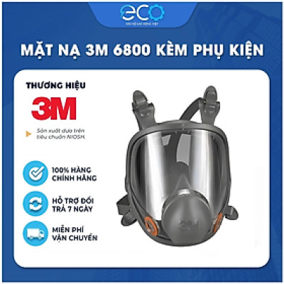 Mặt nạ phòng độc 3M 6800 với phin lọc 6001, 6003, 6006 kết hợp tấm lọc bụi 5N11 cùng nắp giữ 501 - Bộ mặt nạ chống độc 7 món lọc hơi hữu cơ xăng dầu phun sơn, chống độc, lọc bụi siêu mịn, vô cơ, hữu cơ