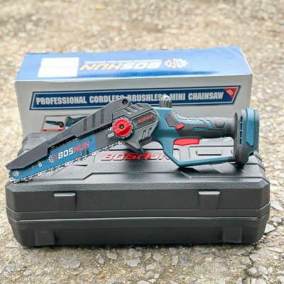 Máy Cưa Pin 8 Inch Boshun Cầm Tay - CS08 - Tốc Độ Cưa 7m/s - Không Chổi Than Cao Cấp - Chân Pin Phổ Thông 2 Pin 15 Cell 21V/6Ah