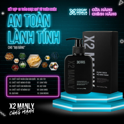 Dung Dịch Vệ Sinh Nam X2 Manly Cỏ Cây Hoa Lá - Làm Sạch Tức Thì - Mùi Hương Nam Tính - 150g
