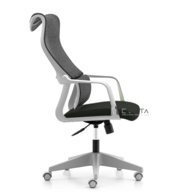 Ghế văn phòng hiện đại lưng cao CM4546-2M Nội thất Capta Ghế làm việc kiểu dáng hiện đại khung nhựa màu xám chân xoay nâng hạ gật gù hàng nhập khẩu