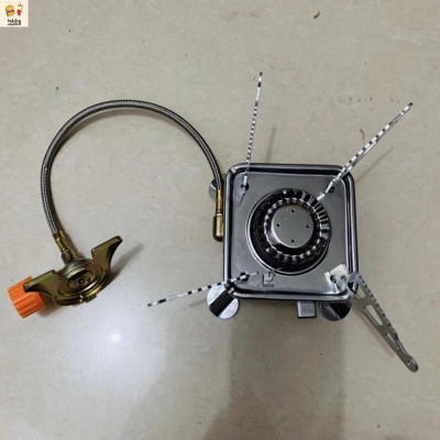 Bếp gas mini du lịch xếp gọn hợp kim chống gĩ có dây nối bình gas an toàn có van điều chỉnh gas cao cấp ,cắm trại