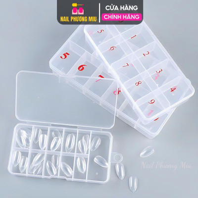 Hộp Đựng Móng 10 Ô Ngăn Số 0-9 Bằng Nhựa Cao Cấp, Màu Trắng Trong Làm Nail Tiện Dụng Cho Thợ Làm Nail, Chứa Đến 500 Móng, Charm, Đá, Chống Bụi