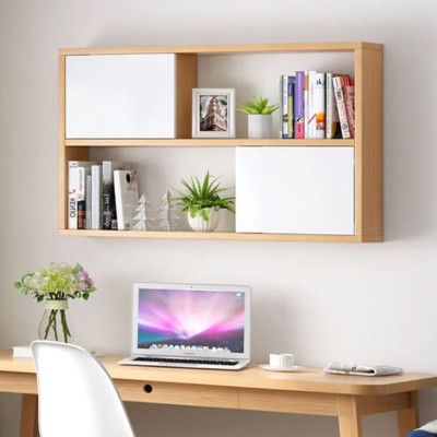 Kệ Gỗ Treo Tường 2 Tầng 2 Cánh Tủ Màu Trắng và Sồi Juno Sofa CTKT413 KT 120x65x24cm