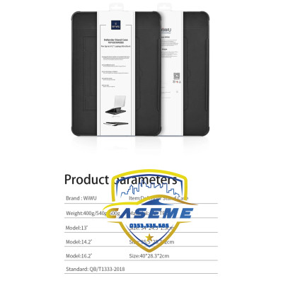 Bao da có giá đỡ cho laptop & MacBook 13"/14.2"/16.2" – Chống sốc, chống thấm, lót lông mềm – Hàng Chính Hãng