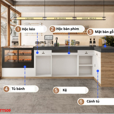 Bàn thu ngân, bàn lễ tân, bàn tính tiền bằng gỗ MDF QTT509- NỘI THẤT LẮP RÁP VIENDONGADV