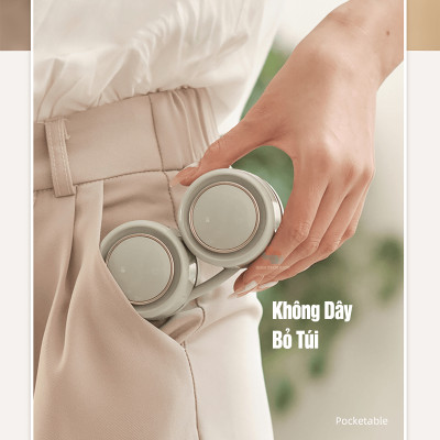 Quạt đeo cổ gấp gọn DQ-210 mini bỏ túi, không dây cầm tay di động,thiết kế không vướng tóc, 3 cấp độ gió không cánh, hàng chính hãng