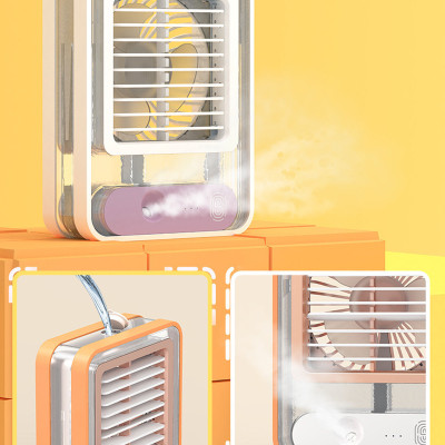 Quạt Điều Hòa Hơi Nước Mini Quạt Tích Điện Phun Sương 3 Chế Độ Kiêm Đèn Ngủ Led 7 Màu Chế độ Hẹn Giờ Thông Minh Hàng CHÍNH Hãng