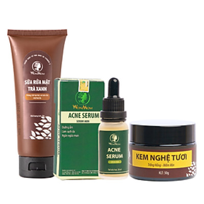 Bộ trắng da, sạch mụn và nám chuyên sâu Wonmom ( 1 Sữa rửa mặt + 1 Kem nghệ tươi + 1 Serum mụn )