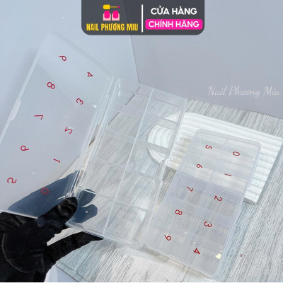 Hộp Đựng Móng 10 Ô Ngăn Số 0-9 Bằng Nhựa Cao Cấp, Màu Trắng Trong Làm Nail Tiện Dụng Cho Thợ Làm Nail, Chứa Đến 500 Móng, Charm, Đá, Chống Bụi
