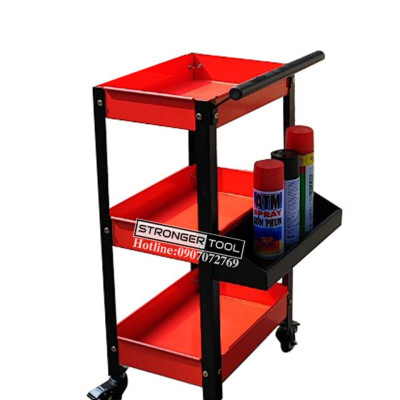 XE ĐẨY ĐA NĂNG 3 TẦNG MÀU HỒNG CÓ KHAY PHỤ