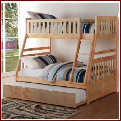 Giường 3 Tầng Victoria Gỗ Tự Nhiên-Trắng