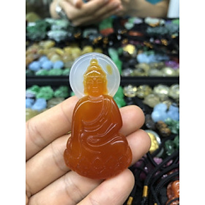 Mặt dây chuyền phật Thích ca ngồi đài sen đá mã não