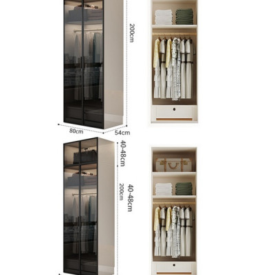 Tủ quần áo gỗ MDF cánh kính cường lực khung nhôm 4TAK04 - Nội thất lắp ráp Viendong Adv