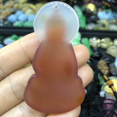 Mặt dây chuyền phật Thích ca ngồi đài sen đá mã não