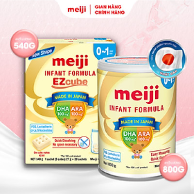 Combo 1 Hộp Sản Phẩm Dinh Dưỡng Công Thức Meiji Infant Formula EZcube (540g) Và 1 Hộp Meiji Infant Formula (800g)