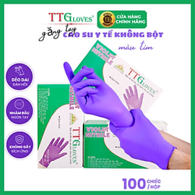 Găng Tay Y Tế Màu Tím Size L, Không Bột Nitrile TTGLOVES (100 Chiếc)