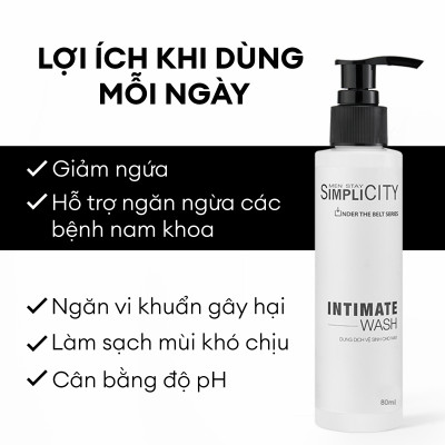 Dung dịch vệ sinh nam Men Stay Simplicity giảm ngứa, làm sạch & ngăn mùi hiệu quả Intimate Wash 80ml