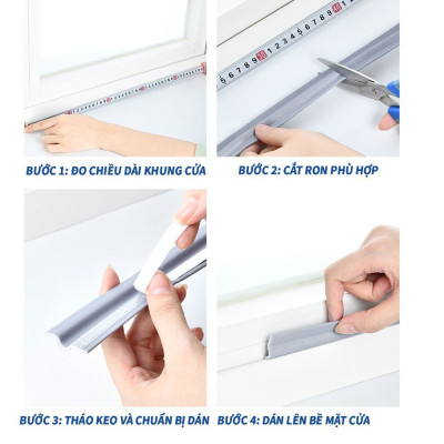 Ron Chặn Khe Cửa, Cuộn Dài 3met, Ron Dán Chân Cửa, Chặn Khe Cửa, Cách Âm, Ngăn Gió, Bụi, Côn Trùng, Hàng Nhập Khẩu