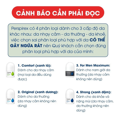 Lăn Khử Mùi Perspirex Comfort, Original, Strong, For Men Giúp Khử Mùi Hôi Nách, Hạn Chế Ra Mồ Hôi Nhiều 20ml