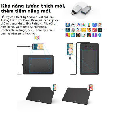 Bảng Vẽ Điện Tử XP-Pen Deco 01 v2 Android 6.25x10 Inch Lực Nhấn 8192 Hỗ trợ Cảm Ứng Nghiêng (Kèm Găng Tay Họa Sĩ Và Miếng Film Bảo Vệ) - Hàng chính hãng