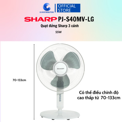 Quạt Đứng Sharp PJ-S40MV-LG Động Cơ Bạc Thau Sản Xuất Việt Nam Công Suất 55W - Hàng chính hãng -  Bảo Hành 12 tháng