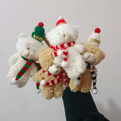 Móc khoá gấu Teddy Noel đáng yêu - Size 16cm - Teddy mini đội nón giáng sinh quàng khăn cute