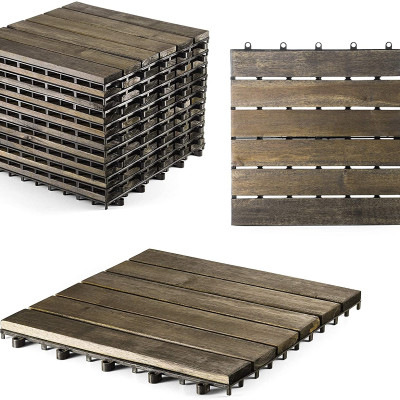 Vỉ Gỗ Lót Sàn Thương Hiệu ANKAN Gu Màu Đen 6 Nan, Ván Sàn Gỗ Tự Nhiên, Sân Vườn, Hồ Bơi, Phòng Spa, Siêu Bền, Chịu Nước Tốt, Chống Trơn Trượt, Tiêu Chuẩn Xuất Khẩu (1 Vỉ)