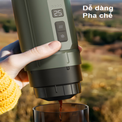 Máy pha cà phê cầm tay chuyên nghiệp Espresso 3 trong 1, dùng pin có thể pha cả nóng và lạnh. Thương hiệu Mỹ cao cấp HiBREW - H4C. HÀNG CHÍNH HÃNG