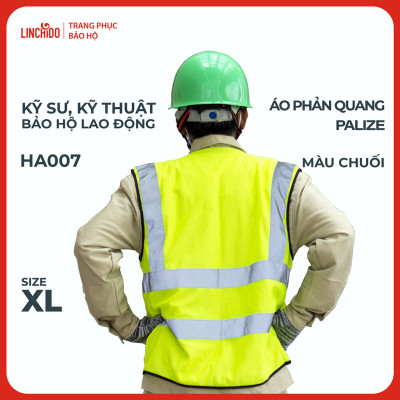 Áo phản quang Palize với dải Phản quang Poly sáng 5cm màu CHUỐI - Mã HA007