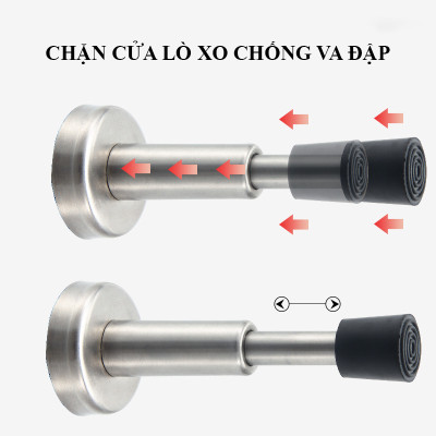Chặn Cửa Lò Xo Chống Va Đập Cửa KUNBE Kèm Đệm Cao Su Giảm Chấn, Chống Sập Cửa