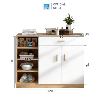 Kệ Gỗ Nhiều Ngăn Đa Năng Màu Trắng Phối Vân Gỗ Thương Hiệu SIB Decor KG25