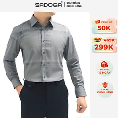  Áo Sơ Mi Nam Sadoga Kẻ Caro Bambo, Chất Vải Thoáng Khí, Mềm Mịn C2258
