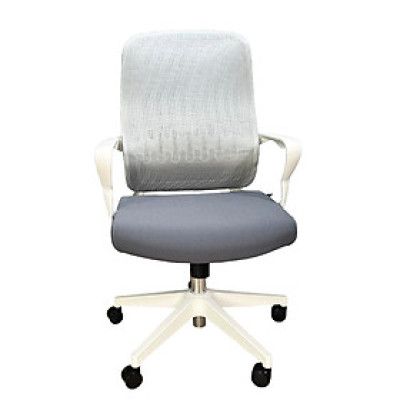 Ghế làm việc có giá đỡ lưng chống đau vai lung cong vẹo cột sống CE4543-2M Nội thất Capta Ghế nhân viên lưng lưới nệm vải lưới màu xám khung chân nhựa màu trắng nâng hạ ngã gật gù tiện lợi office chair