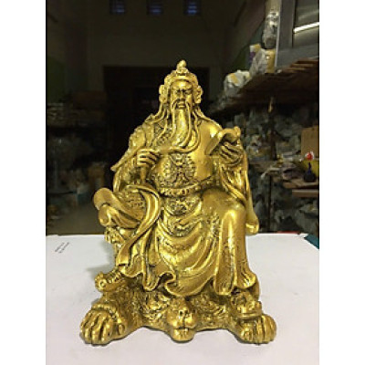 Tượng Quan công cầm sách size nhỏ CTQ1 13.5 x 12.4 x 18cm mạ vàng hoặc màu xanh lựa chọn