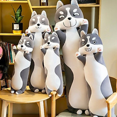 Thú nhồi bông chó husky dáng đứng dơ tay mặt ngáo nhiều biểu cảm - Size từ 75cm đến 1m5 - Quà tặng gấu bông husky biểu cảm ngẫu nhiên cute.