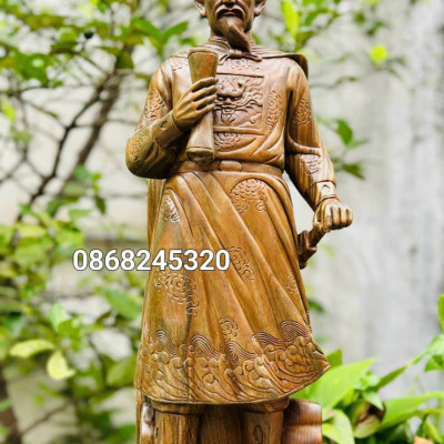 TƯỢNG TRẦN QUỐC TUẤN TRẦN HƯƠNG ĐẠO VƯƠNG BẰNG GỖ TRẮC XANH CỰC ĐẸP KT CAO 60×22×18CM 