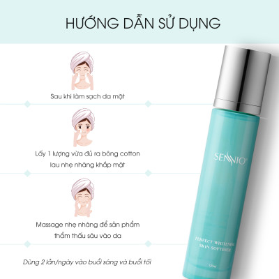 Nước hoa hồng se khít lỗ chân lông Sennio Perfect Whitening Skin Softner cấp ẩm tái tạo và phục hồi da 120ml SNO 827