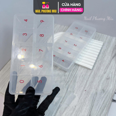 Hộp Đựng Móng 10 Ô Ngăn Số 0-9 Bằng Nhựa Cao Cấp, Màu Trắng Trong Làm Nail Tiện Dụng Cho Thợ Làm Nail, Chứa Đến 500 Móng, Charm, Đá, Chống Bụi