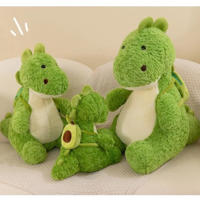Thú nhồi bông khủng long đeo Balô quả bơ đáng yêu - Size 55cm đến 65cm - Quà tặng gấu bông khủng long êm mịn cho bé.