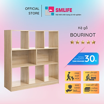 Kệ sách gỗ MDF kiểu nhỏ gọn tiện dụng SMLIFE Bourinot