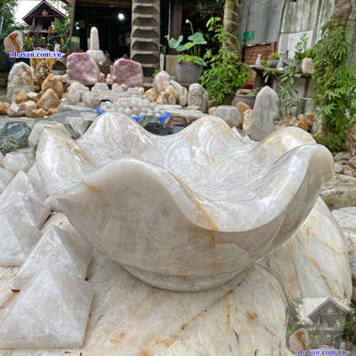 Bát sen thả hoa đá thạch anh NHA SAN BTH03 Biểu tượng của thuần khiết và thanh tịnh - 38kg (46.3 x 22 cm)