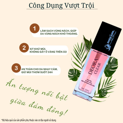 Xịt Khử Mùi Hôi Nách DEORA CLEAR 50ml, Khử Mùi Toàn Thân, Ngăn Tiết Mồ Hôi, Lưu Hương Suốt 24H