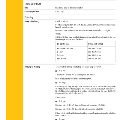 Phụ gia chống thấm vữa cao cấp và tác nhân kết nối - Sika Latex (thùng 5lít)