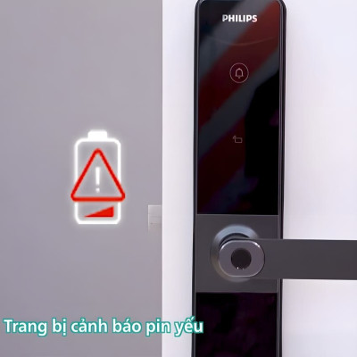 Bộ khóa cửa thông minh Gateway điều khiển từ xa, vân tay, thẻ từ, mật khẩu và chìa cơ Philips DDL610-5HBS - Hàng nhập khẩu