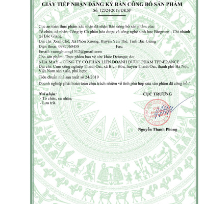 Thực phẩm bảo vệ sức khỏe Detoxga - bổ gan, giải độc gan, tăng cường chức năng gan, hạ men gan (hộp 60v)