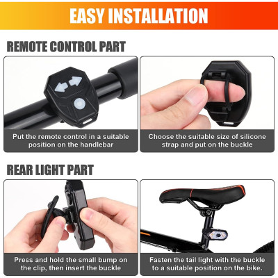 Đèn hậu xi nhan không dây pin sạc USB,Đèn hậu xe đạp xi nhan/ Đèn xi nhan xe đạp thể thao 5 chế độ sáng
