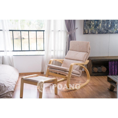 Ghế thư giãn | POANG | plywood óc chó/bạch dương | vải cotton | beige | R67xS139xC86 cm