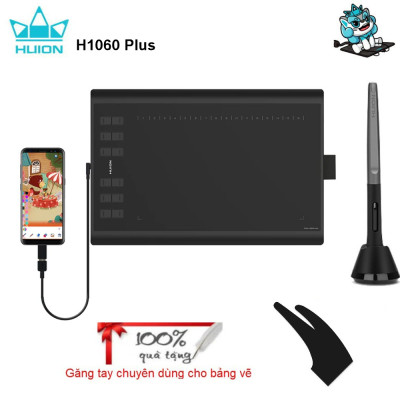 Quà Tặng Kèm - Bảng vẽ cảm ứng Huion H1060P với bút PW100 không cần dùng pin có thể dùng cho điện thoại Android Hàng Chính Hãng HUION H1060P Graphic Tablet 8192 Pen Pressure Battery-Free Digital Stylus Drawing Tablet OTG Adapter Android Phone Connection