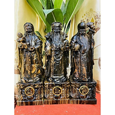 BỘ TƯỢNG PHẬT TAM ĐA PHÚC LỘC THỌ BẰNG GỖ MUN KT CAO 30×11×9CM