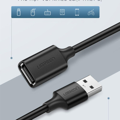 Ugreen UG10318US103TK 5M màu Đen Cáp tín hiệu nối dài USB 2.0 lõi thuần đồng - HÀNG CHÍNH HÃNG